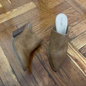 Abound Tan Suede Pointed Mule Clogs with Block Heel